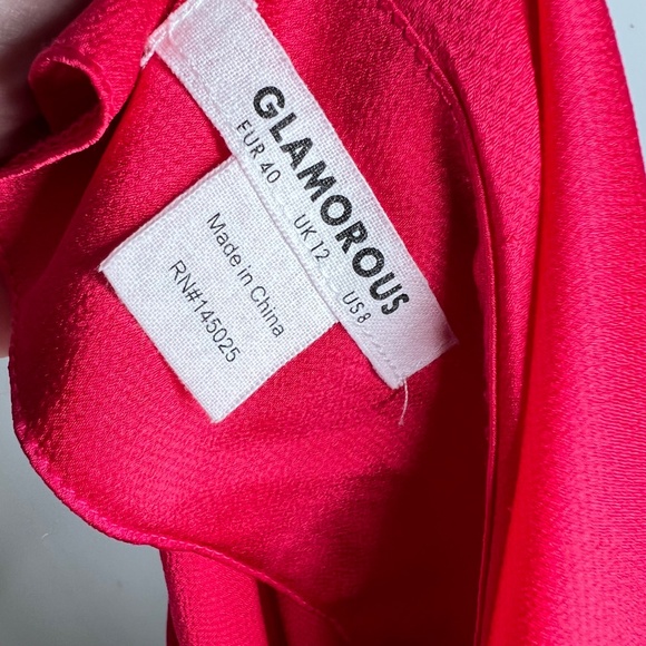 Glamorous Hot Pink Satin Silky Cowl Neck Slip Dress 8 - Picture 6 of 6